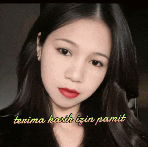 a woman 's face is shown with the words terima kasih izin pamt written below her