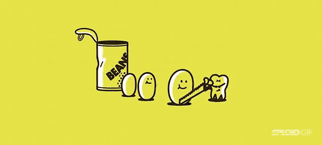 an illustration of a can of beans being cut in half by a saw