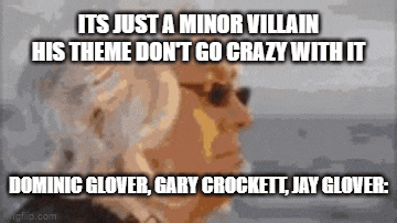 a blurred image of an older woman with a caption that says it 's just a minor villain his theme