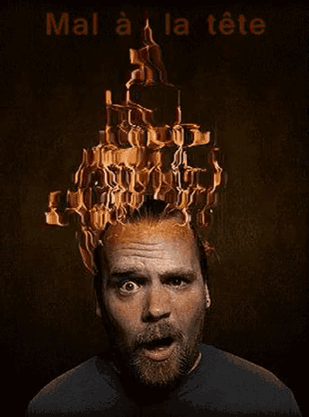 a man with flames coming out of his head and the words mal a la tete written above him