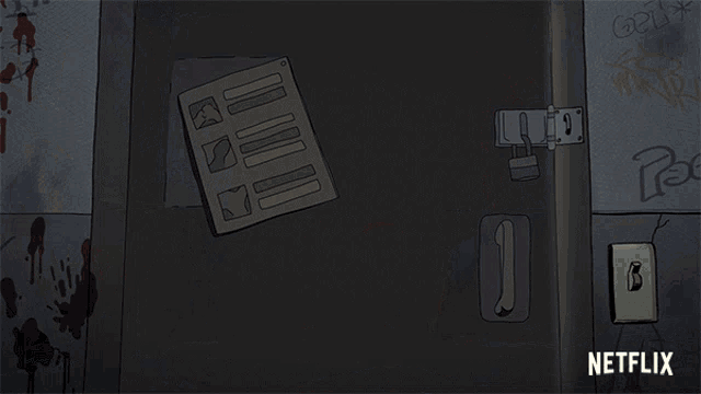 a cartoon of a boy standing in a doorway with netflix written on the bottom