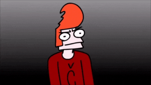 a cartoon character with a red hair and a red shirt with the letter c on the sleeve