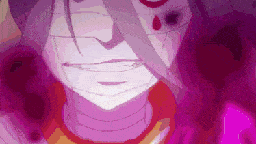 a close up of a person 's face with a blood drop on it