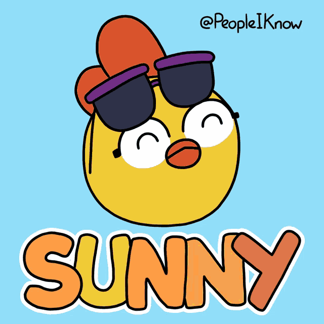a cartoon of a chicken with sunglasses and the name sunny