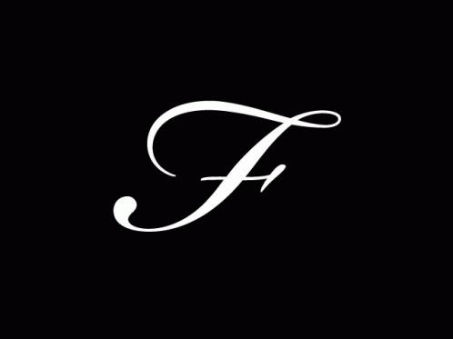 a white letter f on a black background .