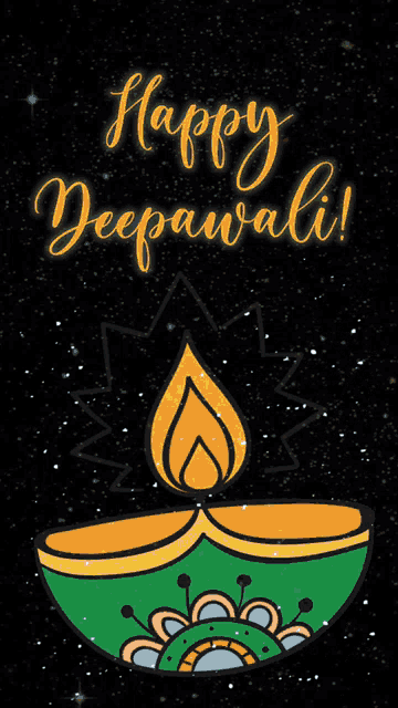 a greeting card that says happy deepawali with a candle