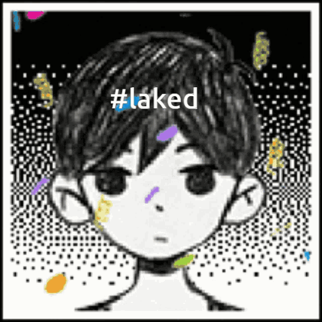a black and white drawing of a boy with #laked written on the bottom