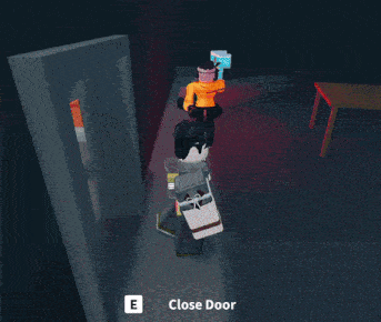 a computer generated image of a person holding an umbrella in a dark room