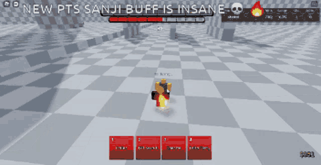 a screenshot of a video game with the words new pts sanji buff is insane