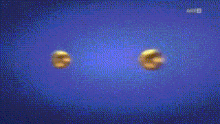 a blue background with gold balls and the word orf on the bottom