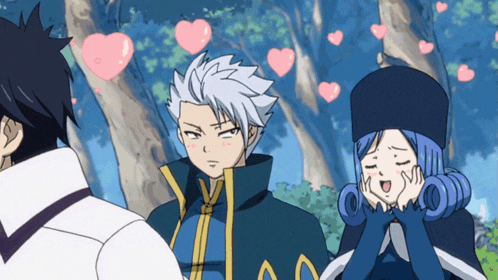 a couple of anime characters standing next to each other