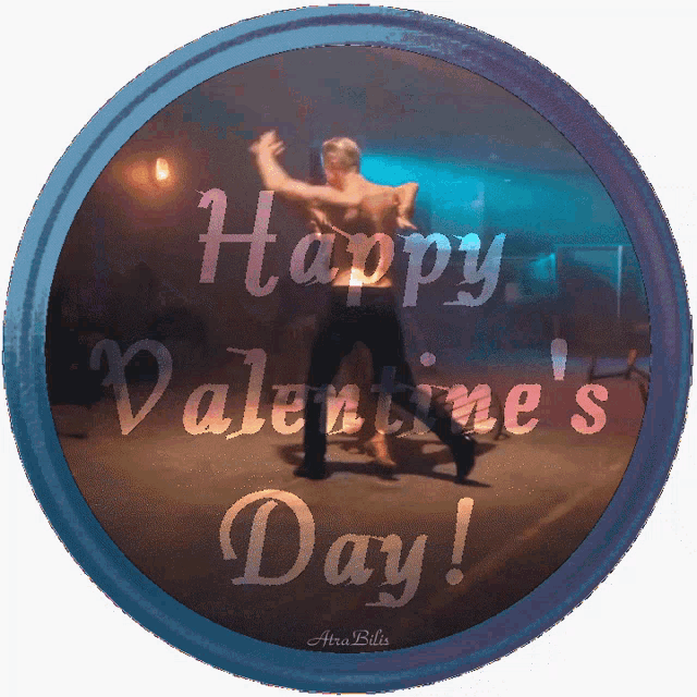a happy valentine 's day greeting with a couple dancing