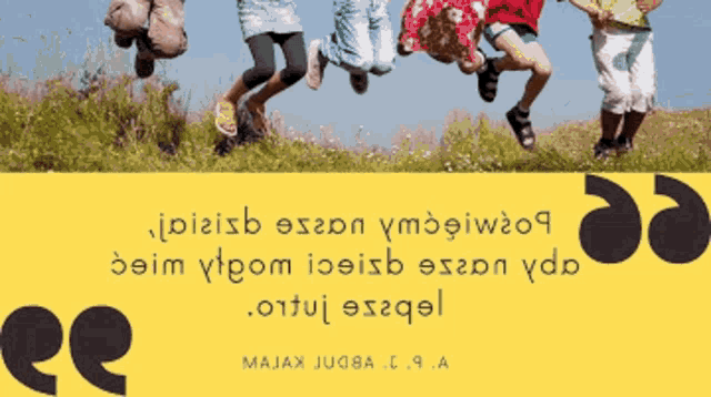 a group of children are jumping in the air with a quote from majax jugba