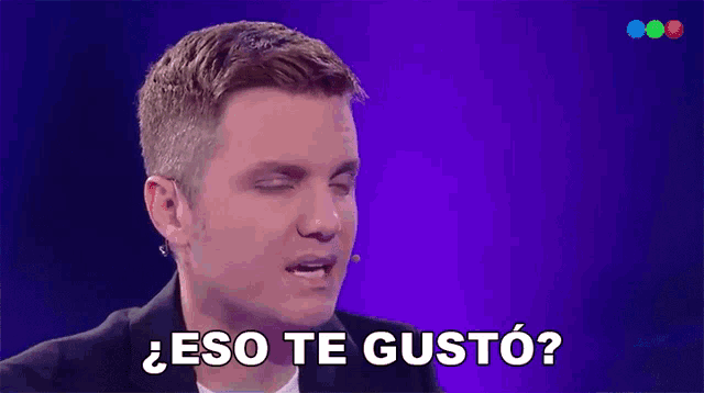 a man with his eyes closed says " eso te gusto " in spanish