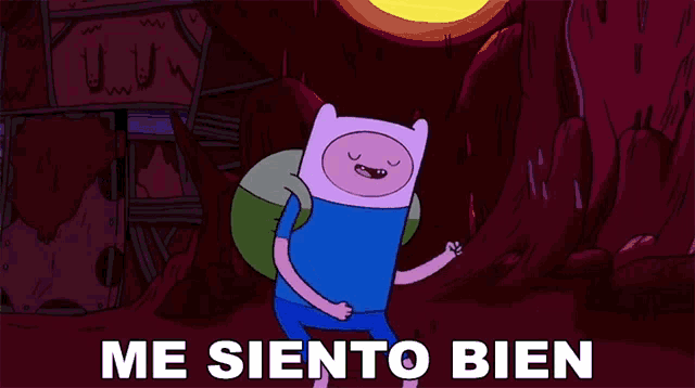 a cartoon character is dancing with the words me siento bien behind him
