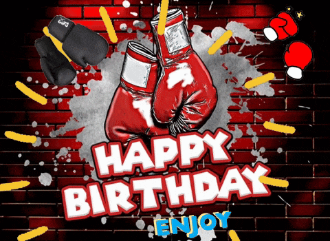 a birthday card with boxing gloves on it