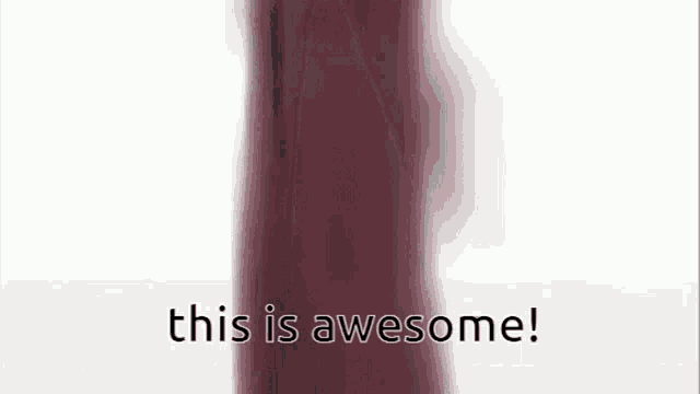 a person is standing in front of a white background with the words this is awesome