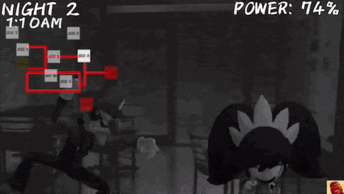 a screenshot of a video game that says night 2 at the top and power at the bottom