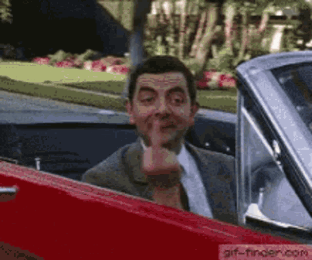 Drive By Mr Bean GIF - Drive By Mr Bean Middle Finger GIFs
