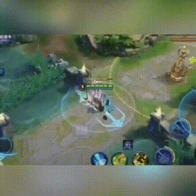 a video game is being played on a cell phone with a blurred background .