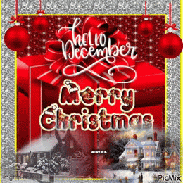 a christmas card that says merry christmas with a red gift box