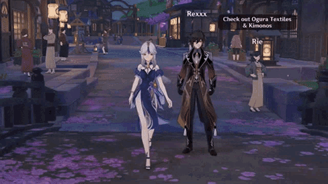 a man and a woman are standing next to each other in a video game and the woman is named rexxx