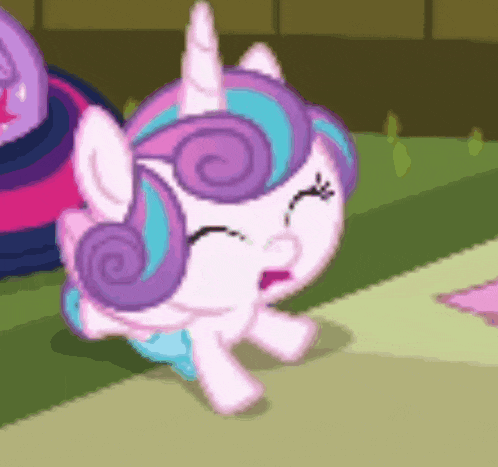 a pixel art drawing of a unicorn with a swirl in its mane and tail .
