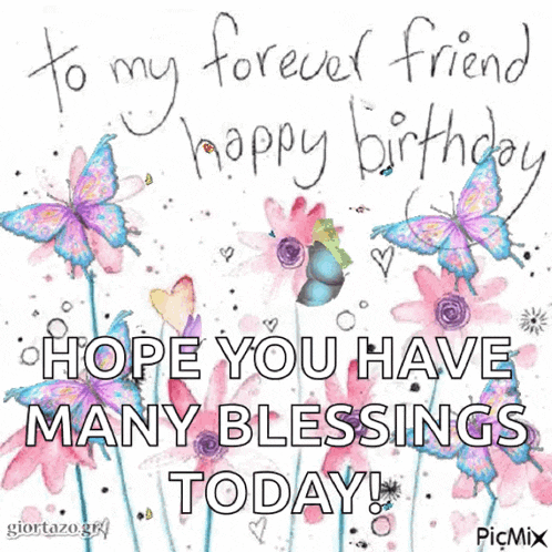 a birthday card for a friend with flowers and butterflies