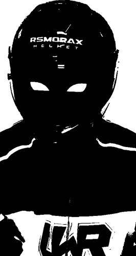 a black and white drawing of a helmet that says rsmorax