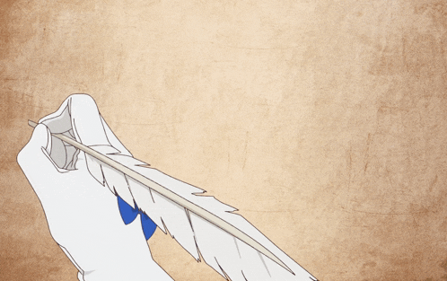 a drawing of a hand holding a feather and writing the word " michigan "