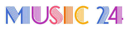 a colorful logo for music 24 is shown