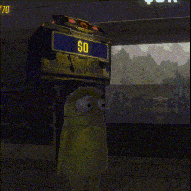a cartoon character is standing in front of a $ 0 sign