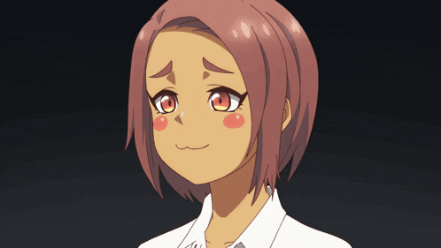 a cartoon girl with red hair is making a funny face