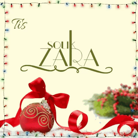 a christmas card that says ' tis the zara '