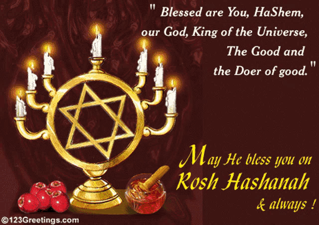 a greeting card that says blessed are you hashem our god king of the universe and the good and the doer of good
