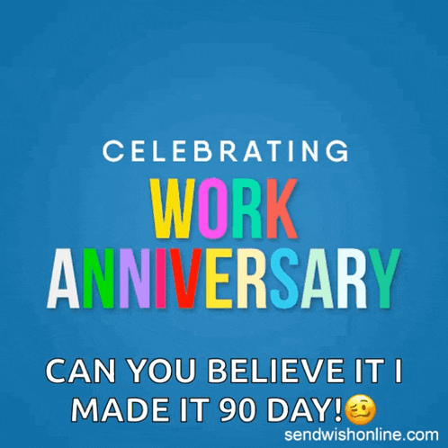 a blue background with the words celebrating work anniversary