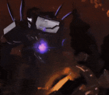 a computer generated image of a fire with a purple glow