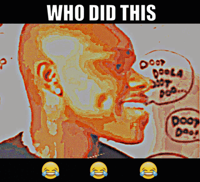 a drawing of a man with the words " who did this " on the top