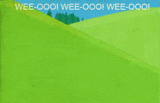 a couple of cartoon characters standing next to each other with the words wee-ooo wee-ooo wee-coo