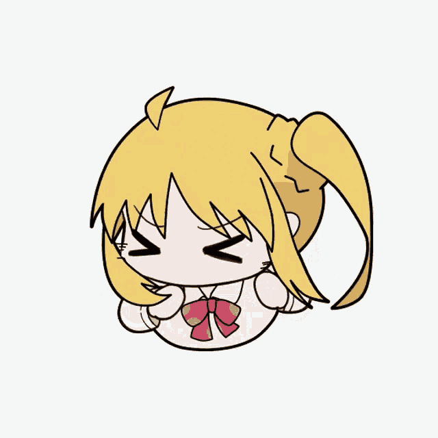 a cartoon drawing of a girl with a ponytail and a bow tie .