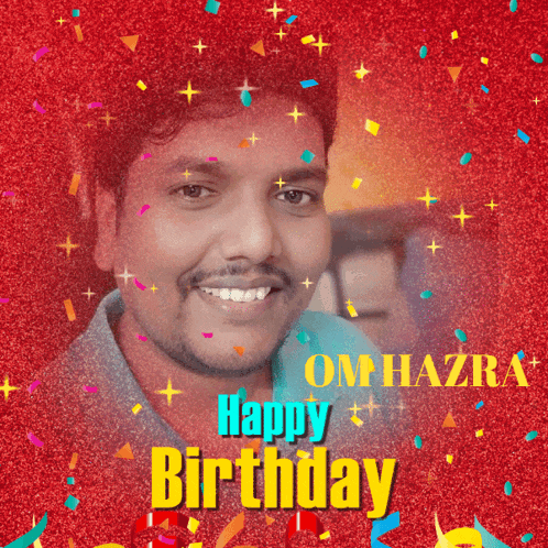 a happy birthday card with a smiling man