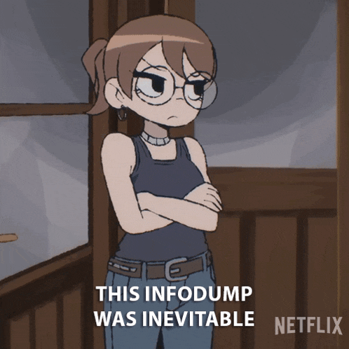a cartoon girl with her arms crossed says " this infodump was inevitable netflix "