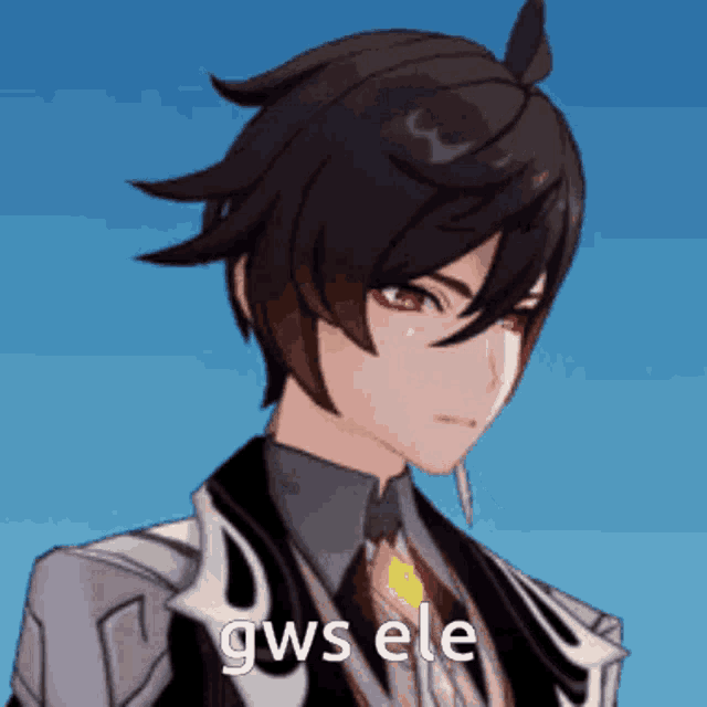 a close up of a person 's face with the words gws ele written on it