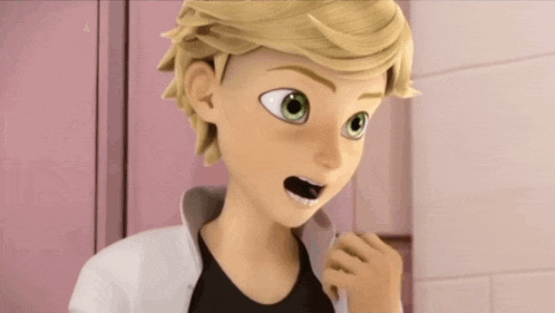 a close up of a cartoon character 's face with green eyes and blonde hair .