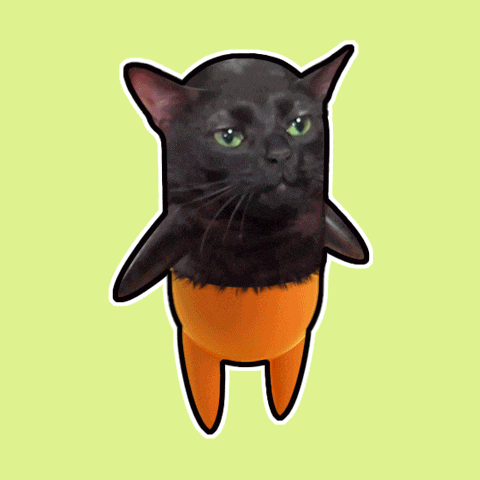 a drawing of a black cat with orange legs and arms