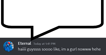 a speech bubble that says eternal today at 1:41 pm on it