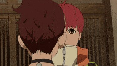 a person with red hair has a zipper on their sleeve
