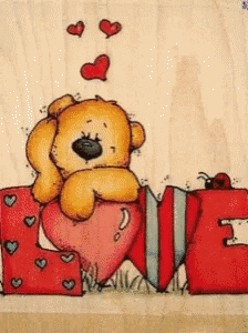 a drawing of a teddy bear holding a heart with the word love behind it