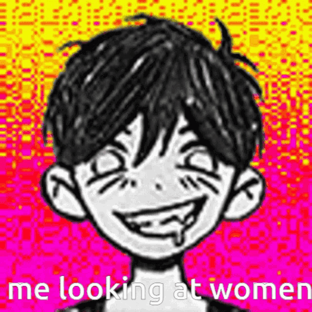 a black and white drawing of a boy with a smiley face on a colorful background .