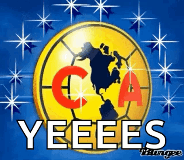a soccer ball with the letter c on it and the word yeeees below it